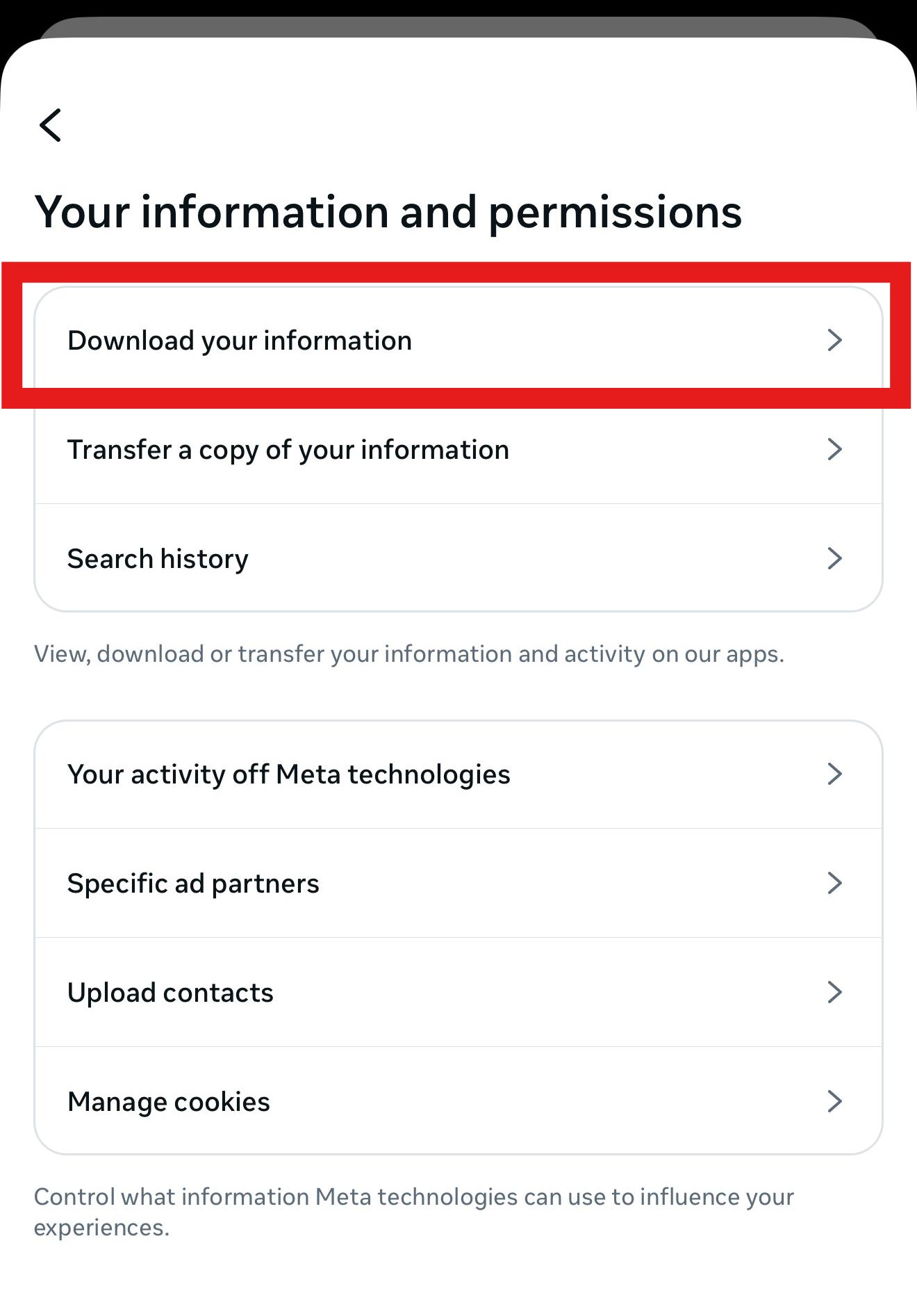 Privacy settings
