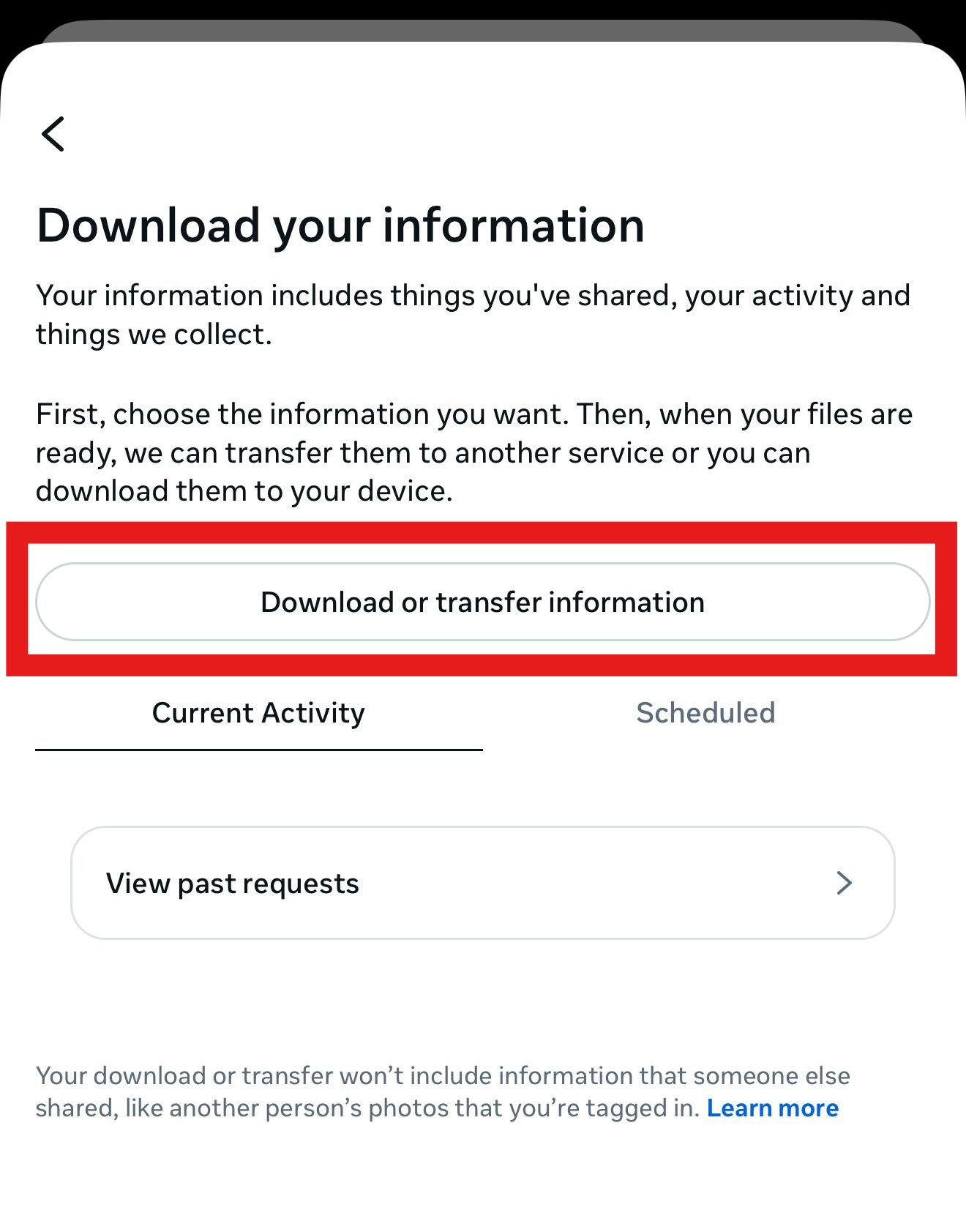 Download your information