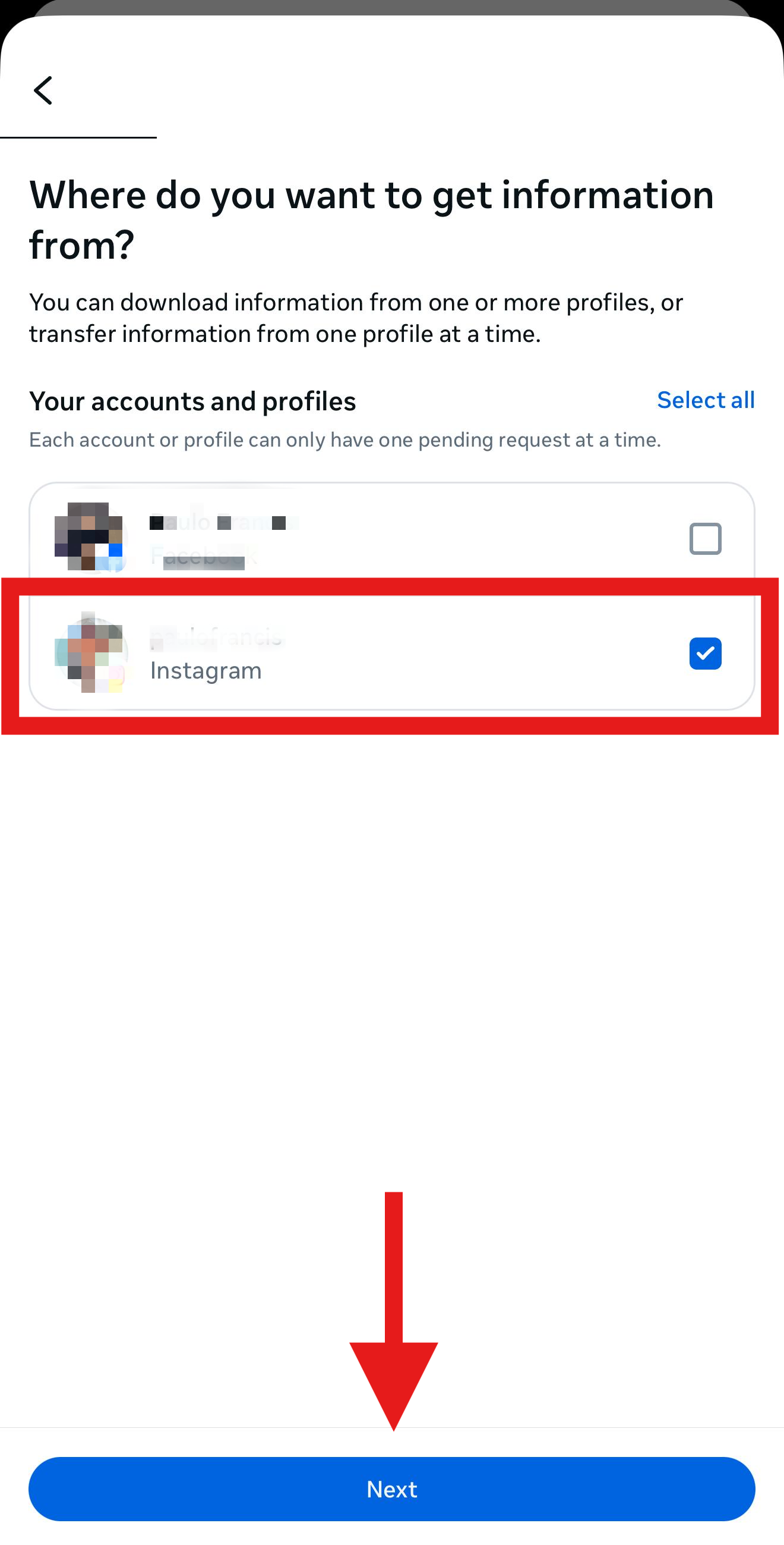 Select data to download