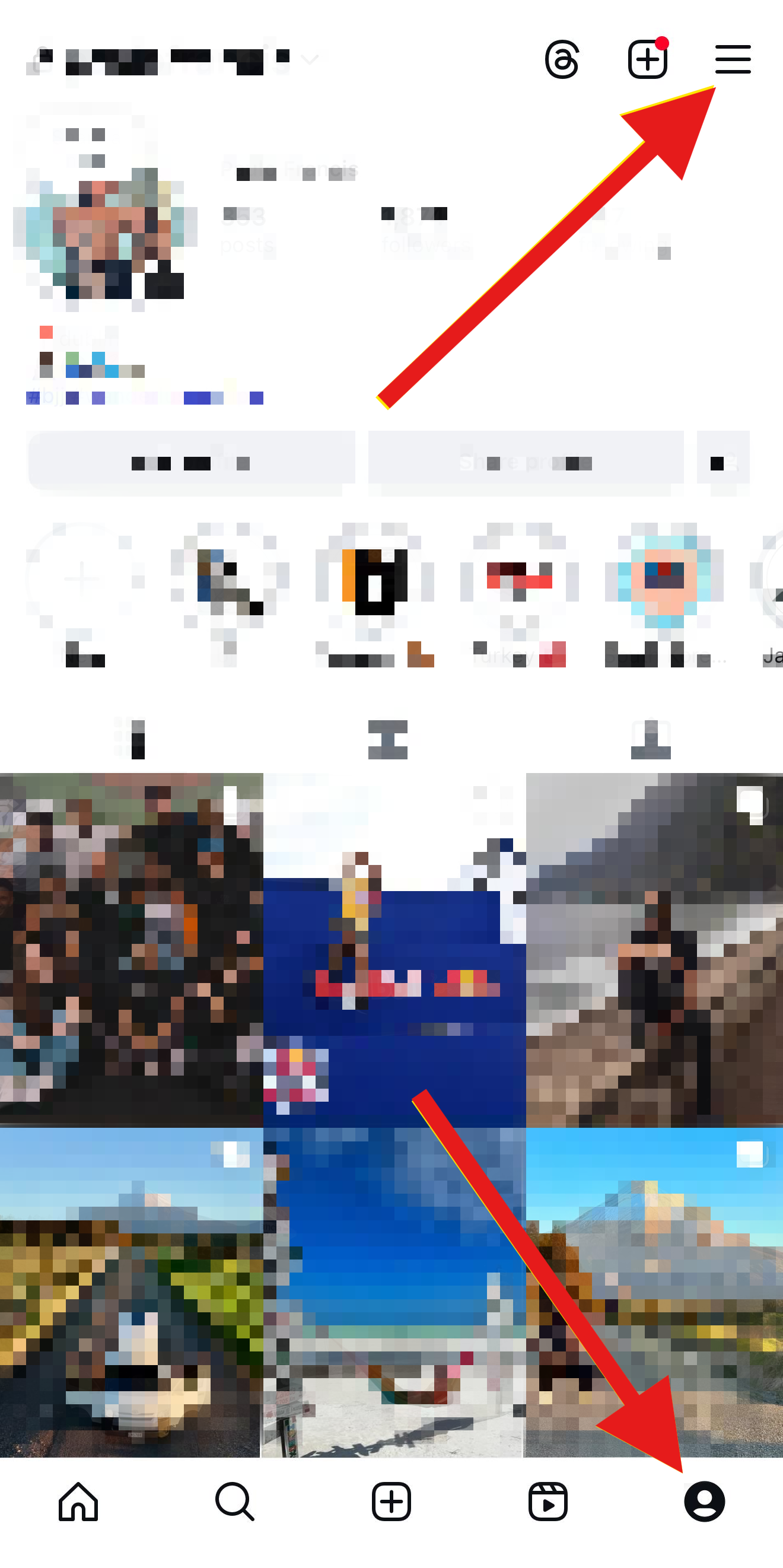 Instagram home screen