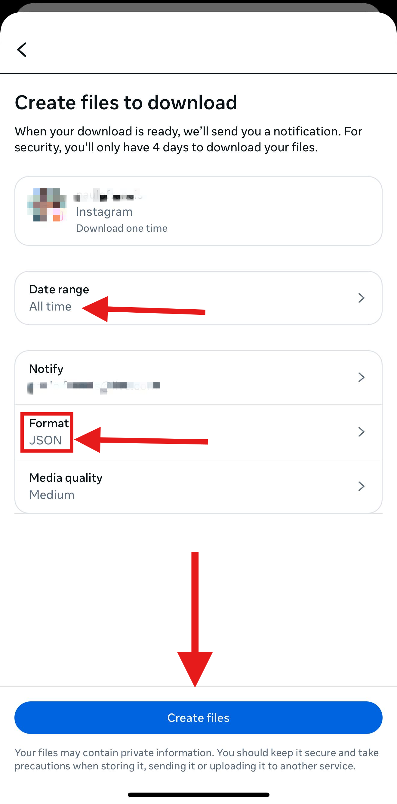 Configure export settings